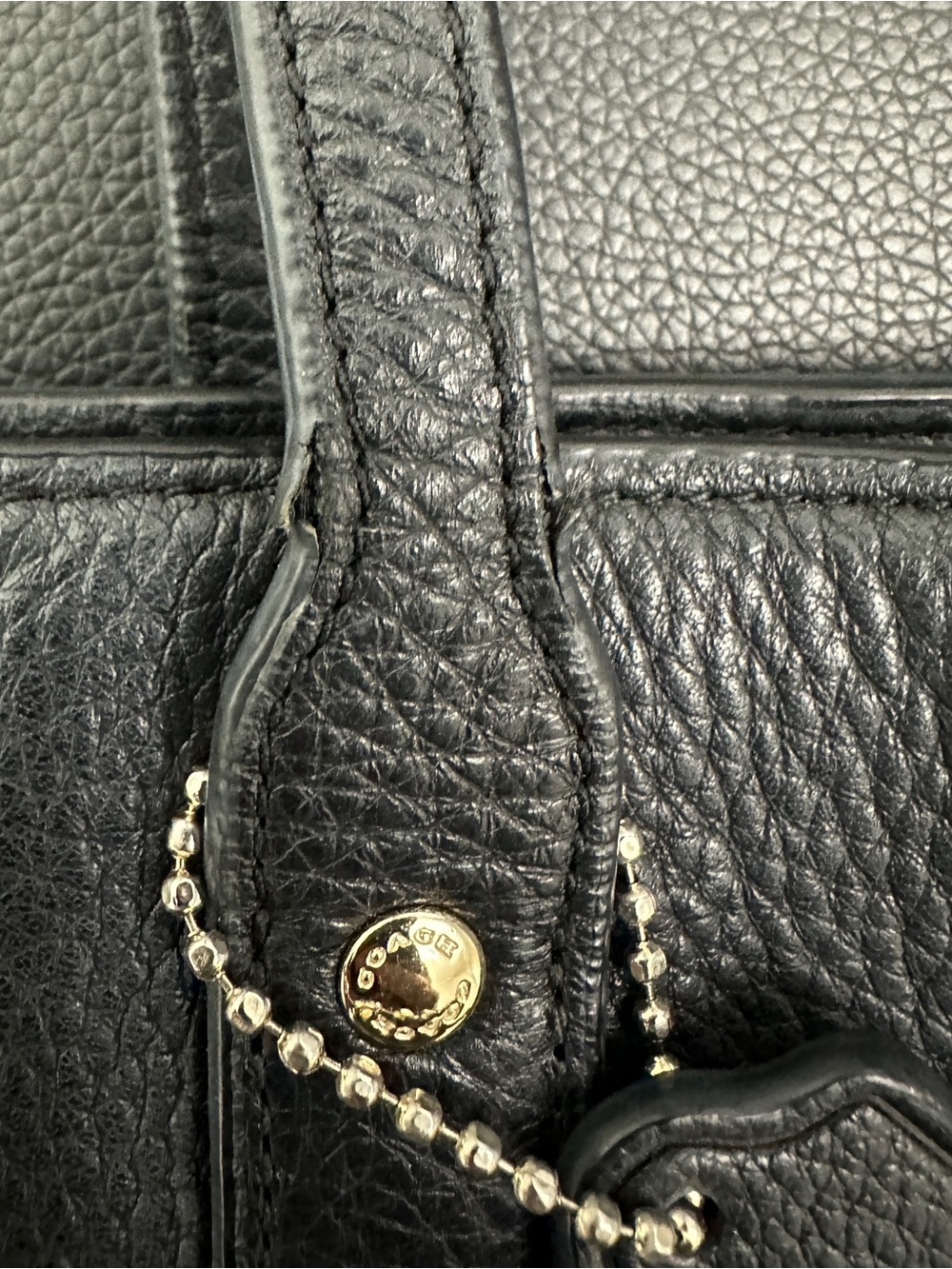 Coach Pebble Leather Turn Lock Tote Black | F12134 | Women’s Tote Purse - Picture 6 of 10